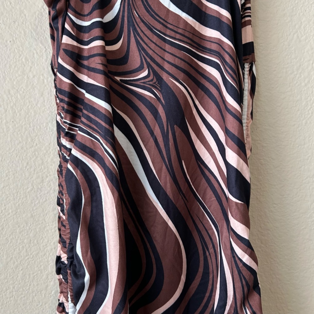 Swirl Dress Marble Brown Black White Pink Ruched Chest Sides by Shein Size XS - Picture 10 of 13